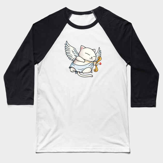 Cat Cupid Baseball T-Shirt by Takeda_Art